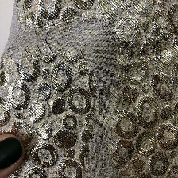 Melissa Odabash Kaftan Dress Maxi Look 5 Gold Shimmer Empire V Neck One Size - Picture 6 of 12